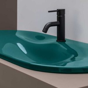 Lavabo AXA serie NORM collezione DELANO in ceramica color verde petrolio lucido. ART 9040F